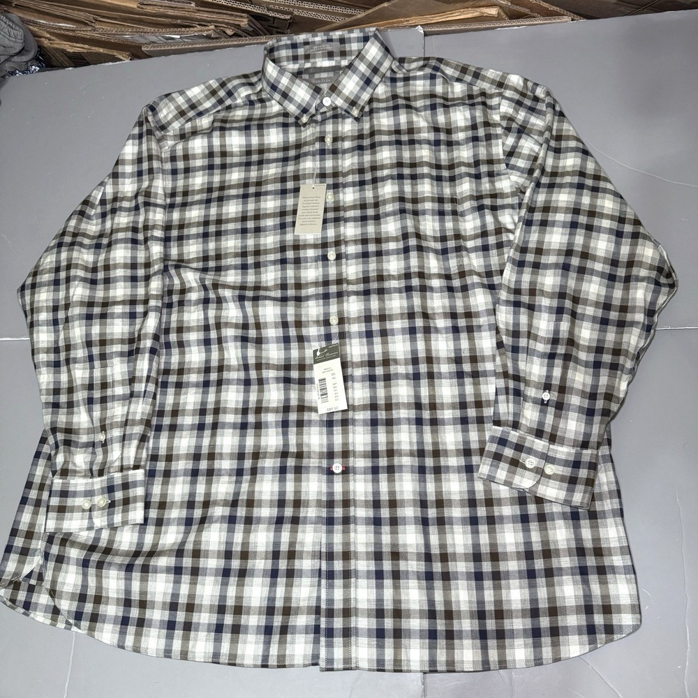 Daniel Cremieux Signature Collection Shirt XXL Gray Plaid Long Button Non Iron